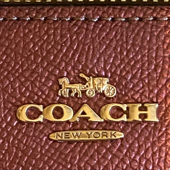 Coach Signature Khaki Wine Leather Wristlet Charms - Picture 8 of 8